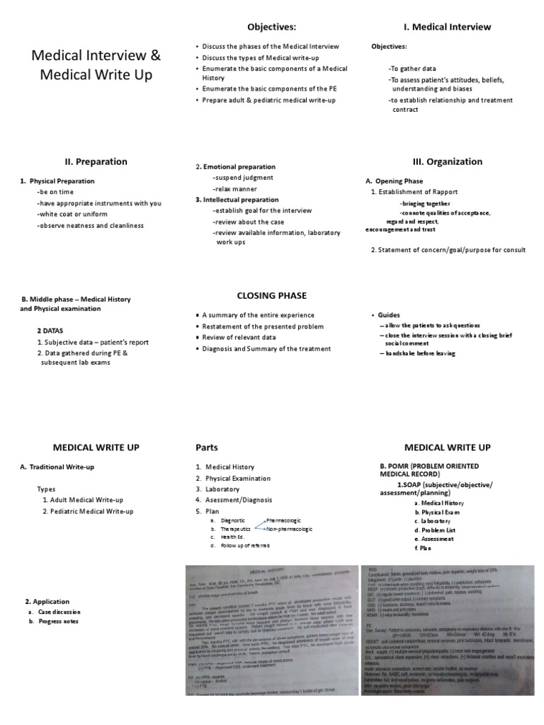 Medical Interview and Write-Up Guide | PDF | Career & Growth