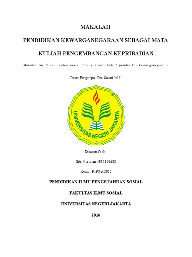 Makalah Pkn Sebagai Mata Kuliah Pengemabangan Kepribadian