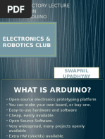 Electronics & Robotics Club: Introductory Lecture ON Arduino