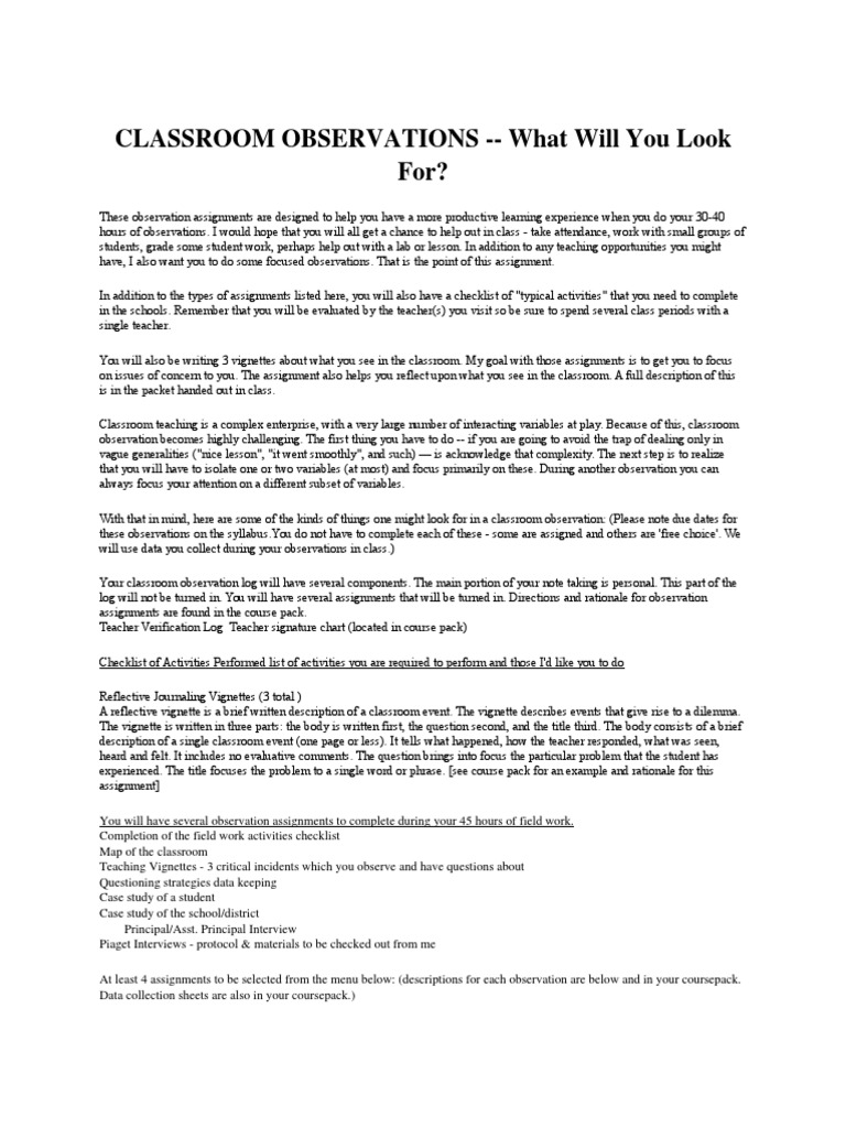 Classroom Observations What Will You Look For? | PDF | Classroom | Teachers