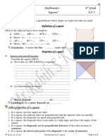 Lycée Des Arts: Mathematics 8 - Grade Name: - . - . - . - . - . "Squares"