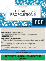 Truth Tables of Propositions