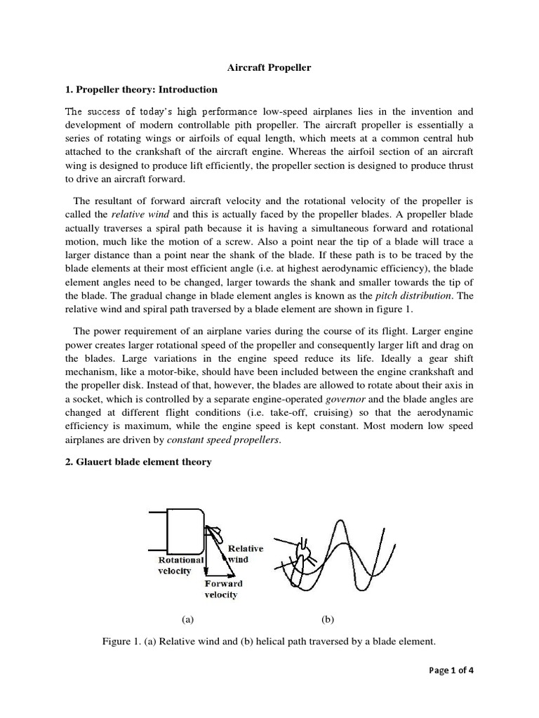 Propeller Theory PDF Lift (Force) Aircraft