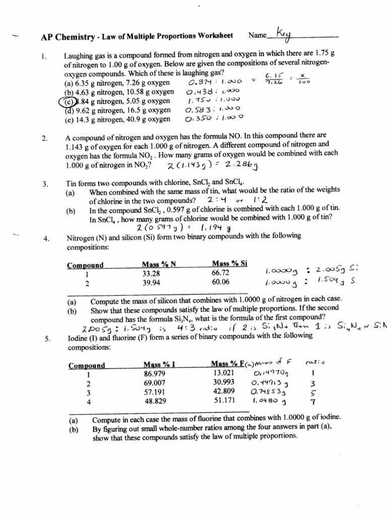 law-of-multiple-proportions-worksheet