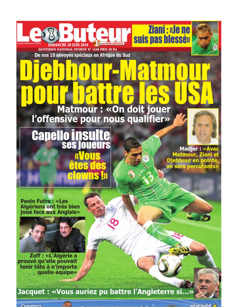 Le Buteur Pdf Du 06 10 Pdf Defenseur Football Algerie