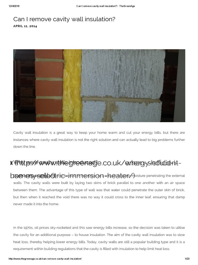 Cavity Wall Insulation Removal Guide | PDF | Building Insulation ...