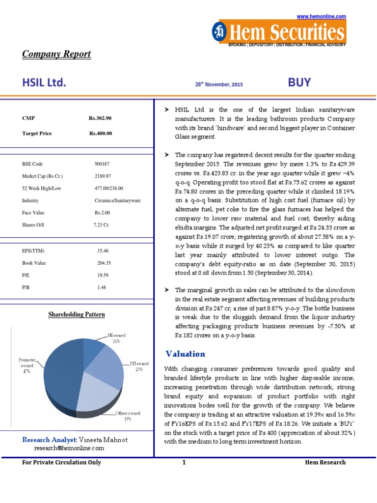 HSILHemSecuritiesResearchReport.pdf Equity (Finance) Stocks