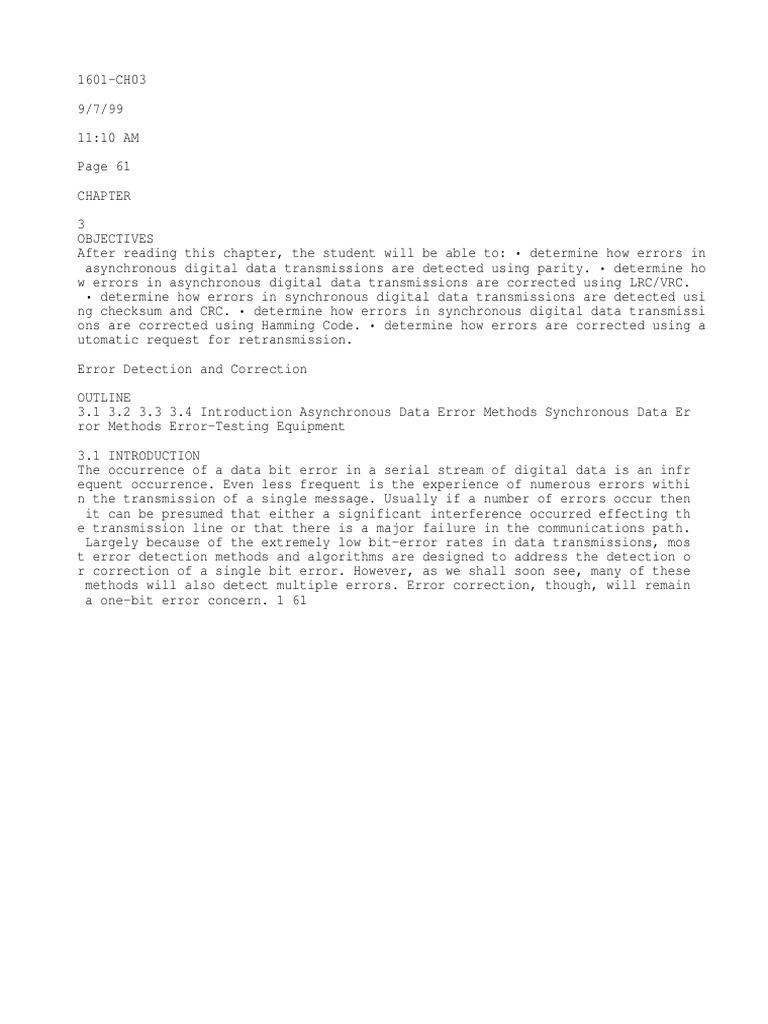 Error Detection and Correction Methods for Asynchronous and Synchronous