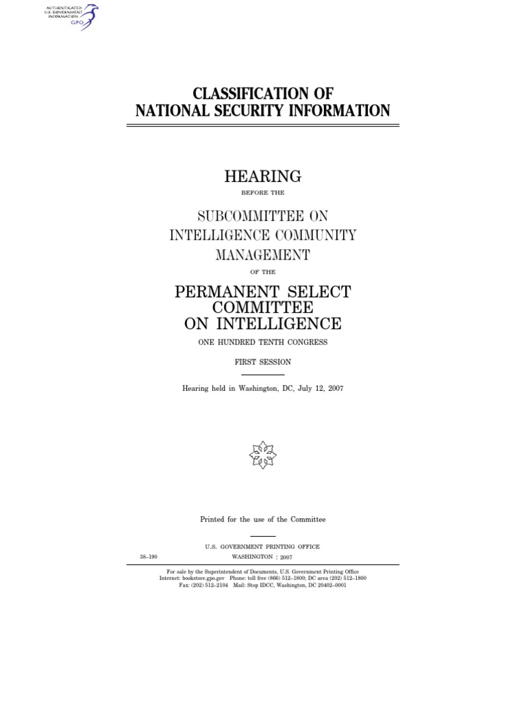 Classification Of National Security Information Classified Information In The United States