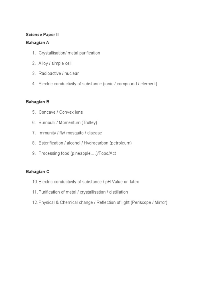 Science Paper II: Key Topics Overview | PDF