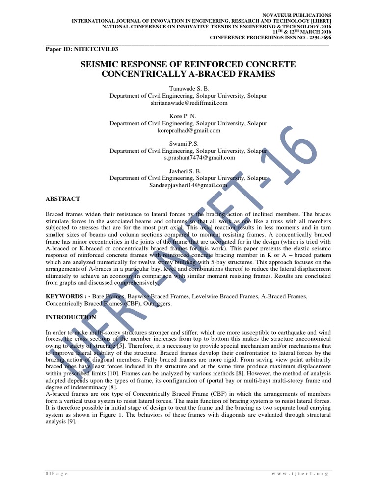 Seismic Response of Reinforced Concrete Concentrically A Braced Frames ...