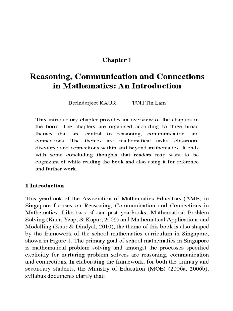 Reasoning and Communication in Math | PDF | Curriculum | Teachers