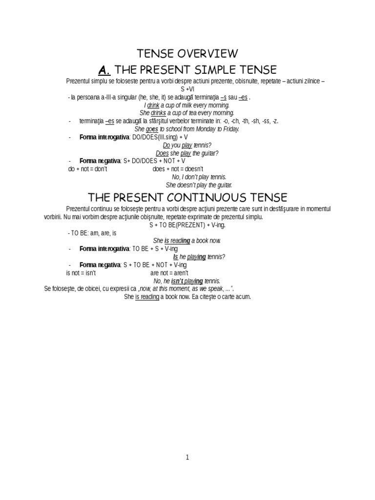Overview of English Tenses | PDF | Rules | Cognitive Science