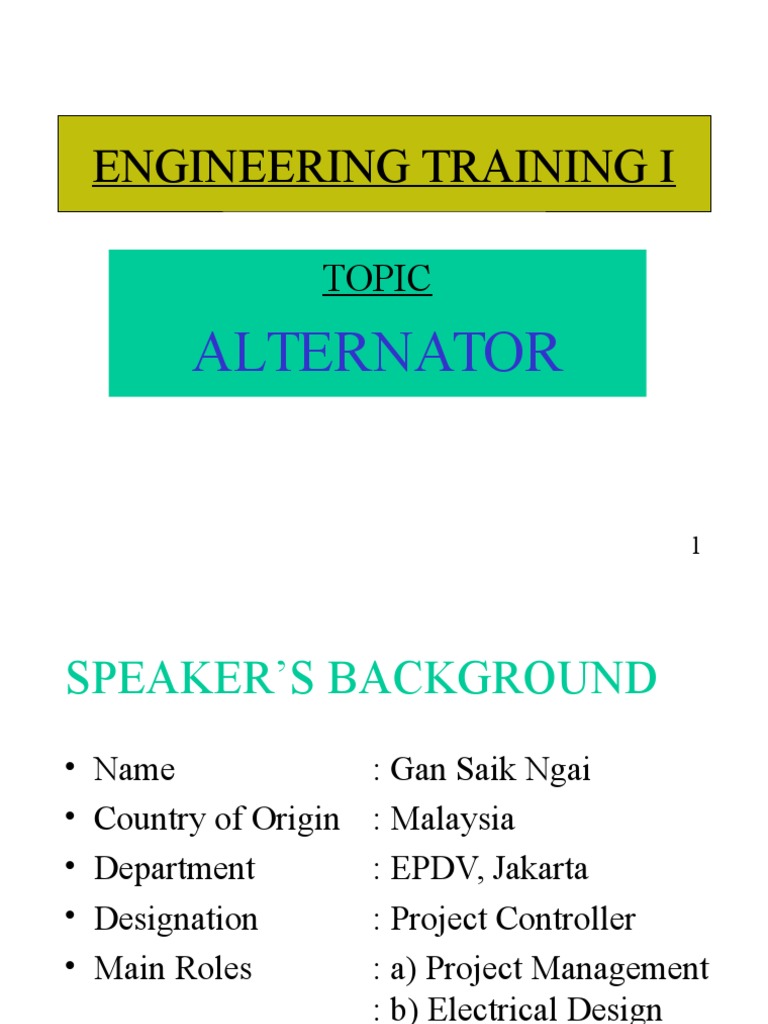 Engineering Training I Alternator Pdf Relay Bearing Mechanical