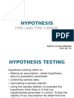 Hypothesis: Type I and Type Ii Error