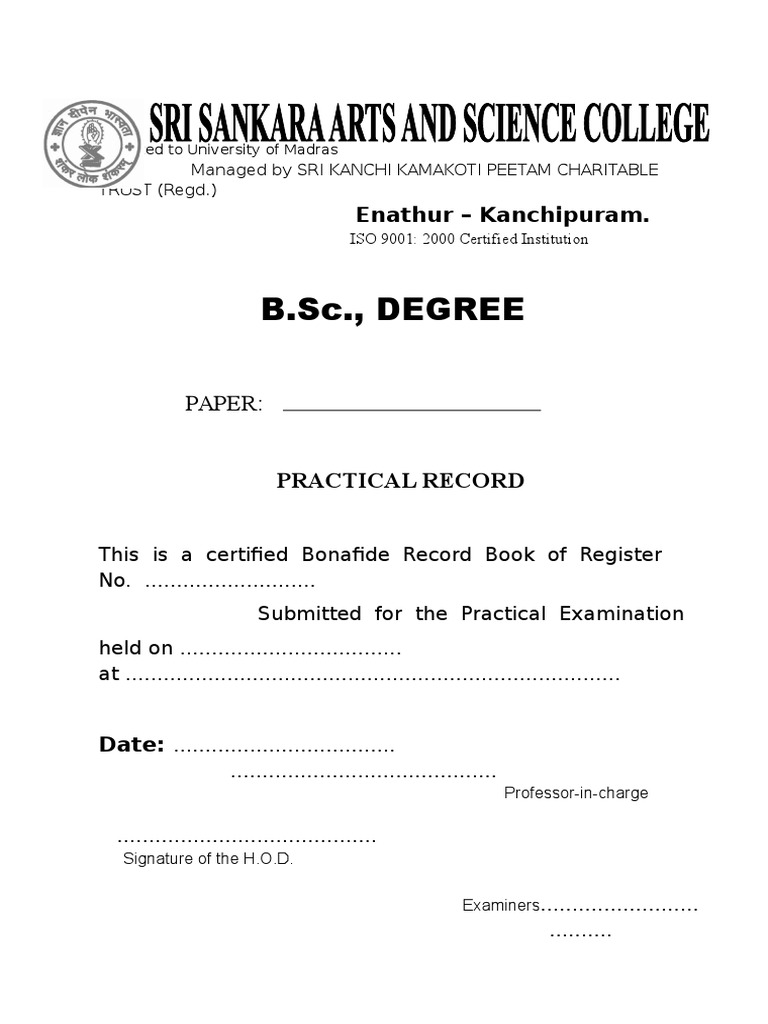 B.Sc. Practical Record Book Template | PDF | Technology & Engineering