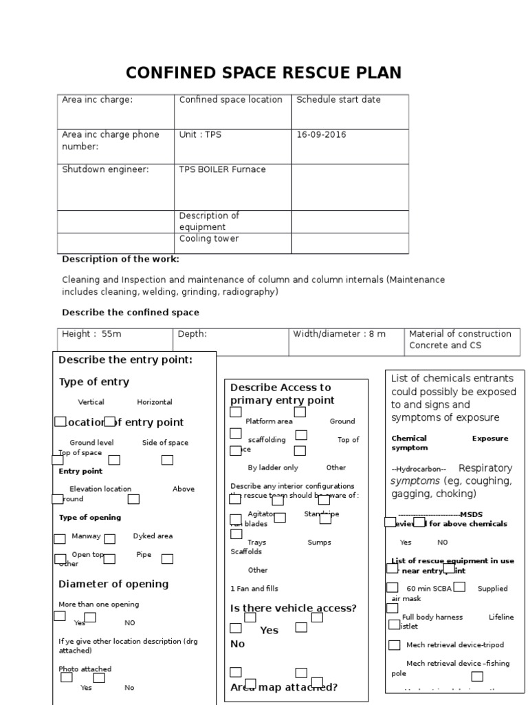 Confined Space Rescue Plan Template Confined Space Rescue Plan Template