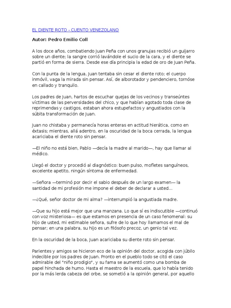 El Diente Roto: Cuento de Coll | PDF | Cuentos