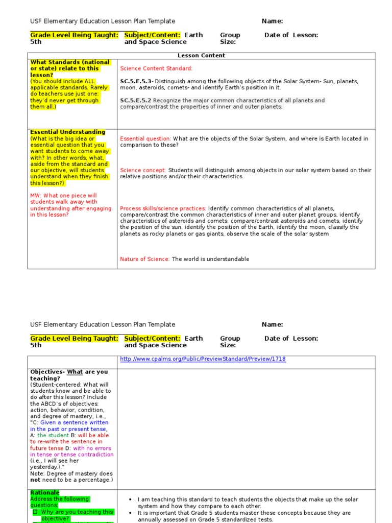Learning Cycle Critical Task Planets Solar System