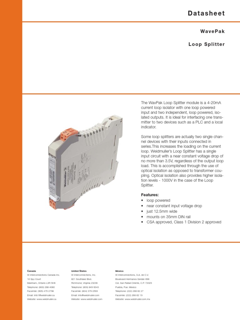 Weidmuller WavePak Loop Splitter 792040 | PDF | Technology & Engineering