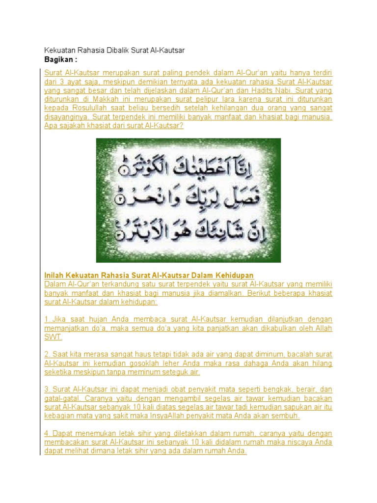 Kekuatan Rahasia Dibalik Surat Al