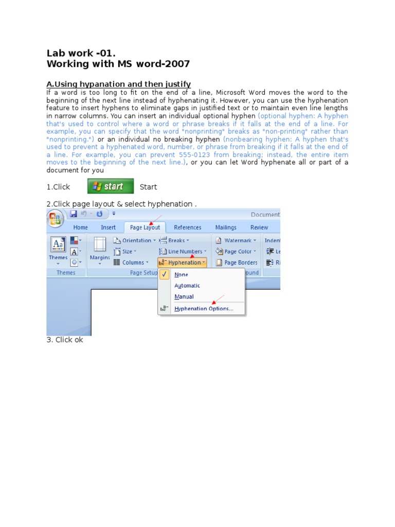 Lab Manual For Ms Word 2007 : Lab Manual for MS Word Part- 1 – BDIV