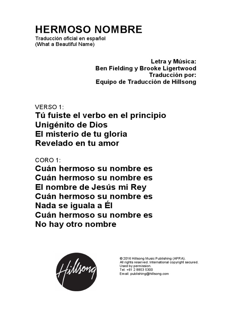 Cuan Hermoso Nombre Hillsong Acordes cuan hermoso nombre hillsong acordes