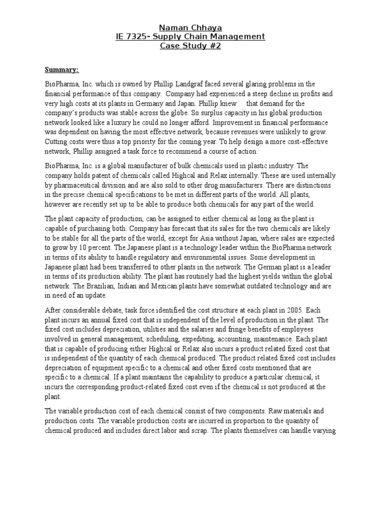 Biopharma Case Study Pdf Japan Cost Of Goods Sold