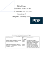 Michael Grego Social/Emotional Health Unit Plan Dates of Instruction: 9/29, 10/6, 10/13 Grade Level: 5 Munger Hill Elementary School