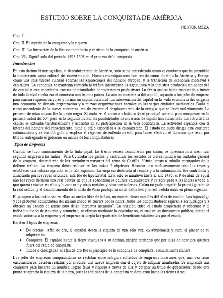 Nestor Meza PDF Colonización europea de las Américas España