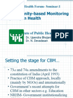 Public Health Forum-Seminar:1: Community-Based Monitoring (CBM) in Health