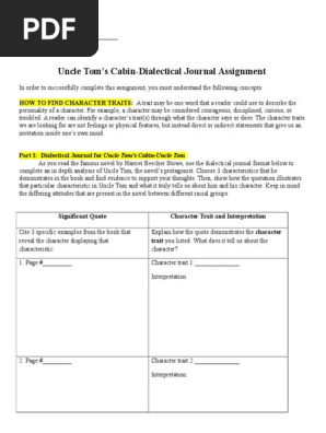 UncleTom'sCabinDialecticalJournal