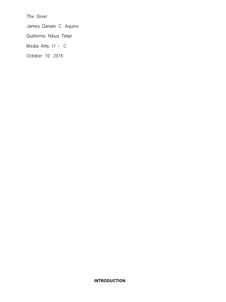 The Giver | PDF | The Giver | Dystopian Literature