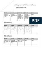 Weekly Homework Assignments For Mr. Newman's Classes: 8 Grade Science