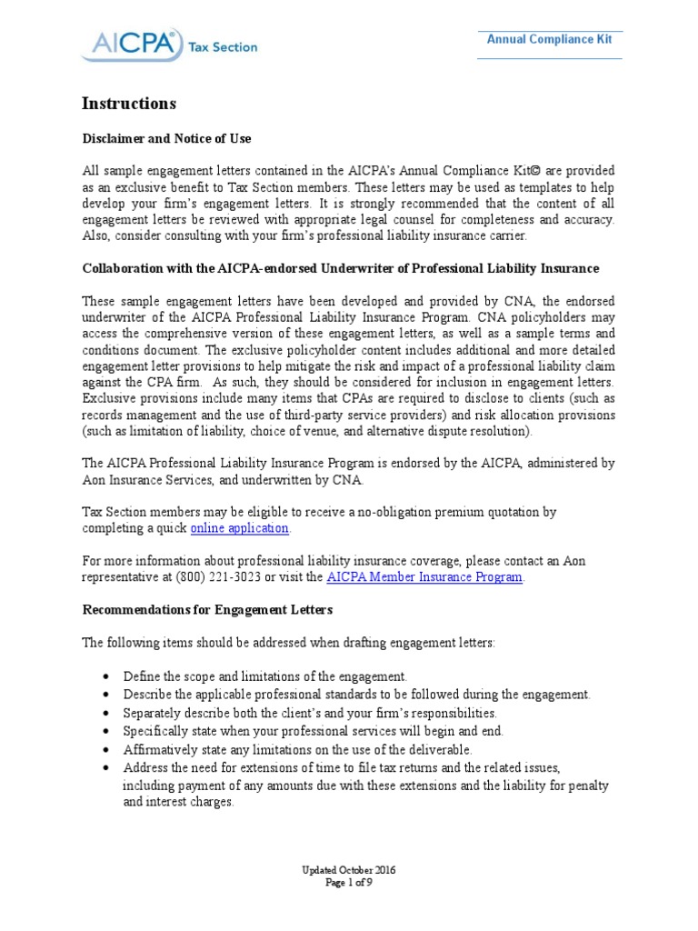 2016 Tax Consulting Engagement Letter | Certified Public Accountant
