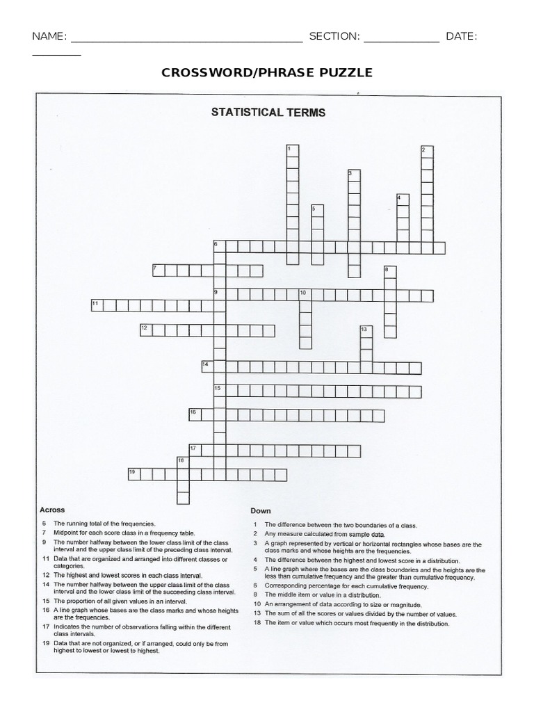 Crossword PuzzleStat Terms PDF