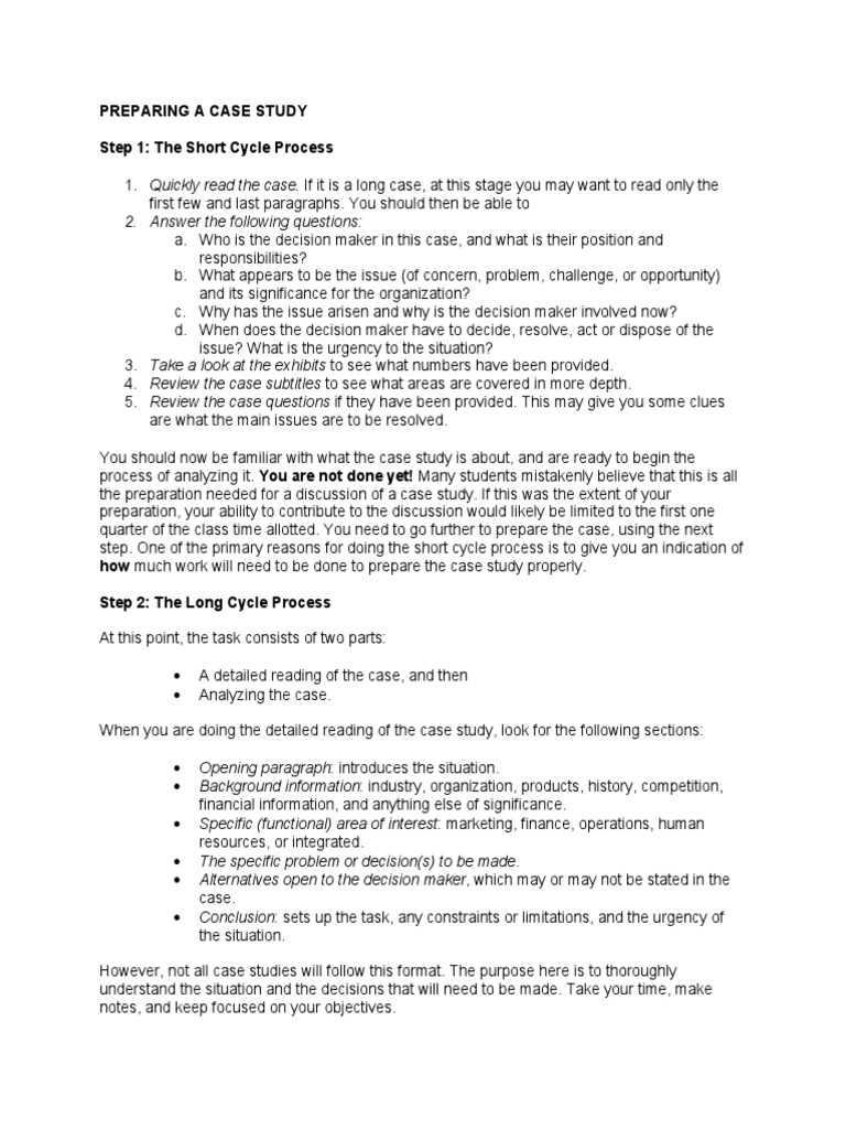Case Study Preparation Guide | PDF | Strategic Management | Question