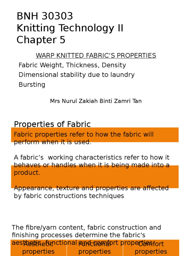 warp knitted fabric properties