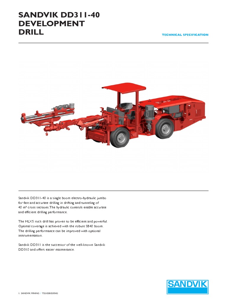 Specification Jumbo Drill Sandvik DD311-40 | PDF | Brake