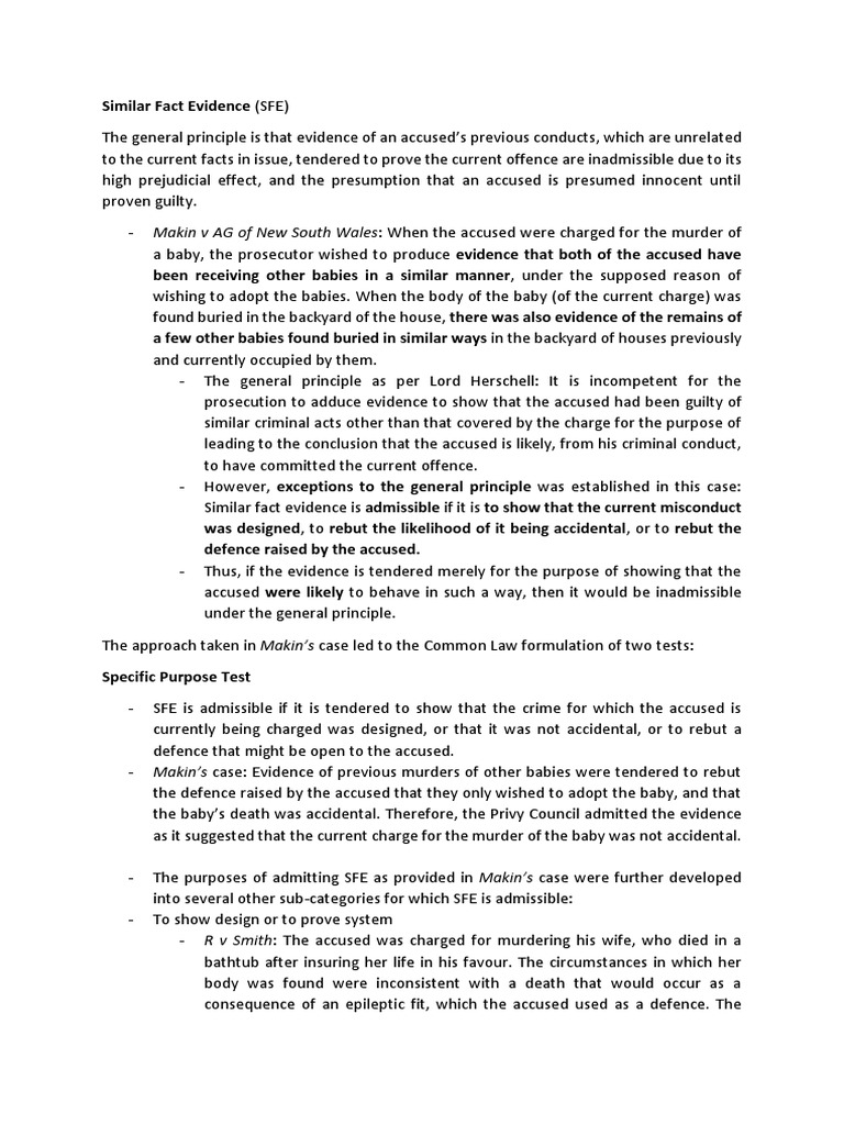 Similar Fact Evidence PDF | PDF