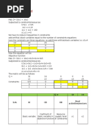 Simplex Method in Excel