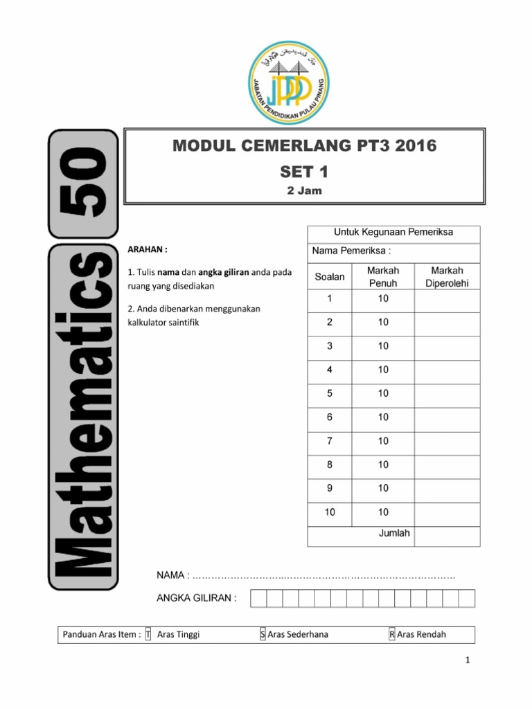 Modul Cemerlang Set 1 Matematik Pt3 Pdf Geometri Geometri Dasar