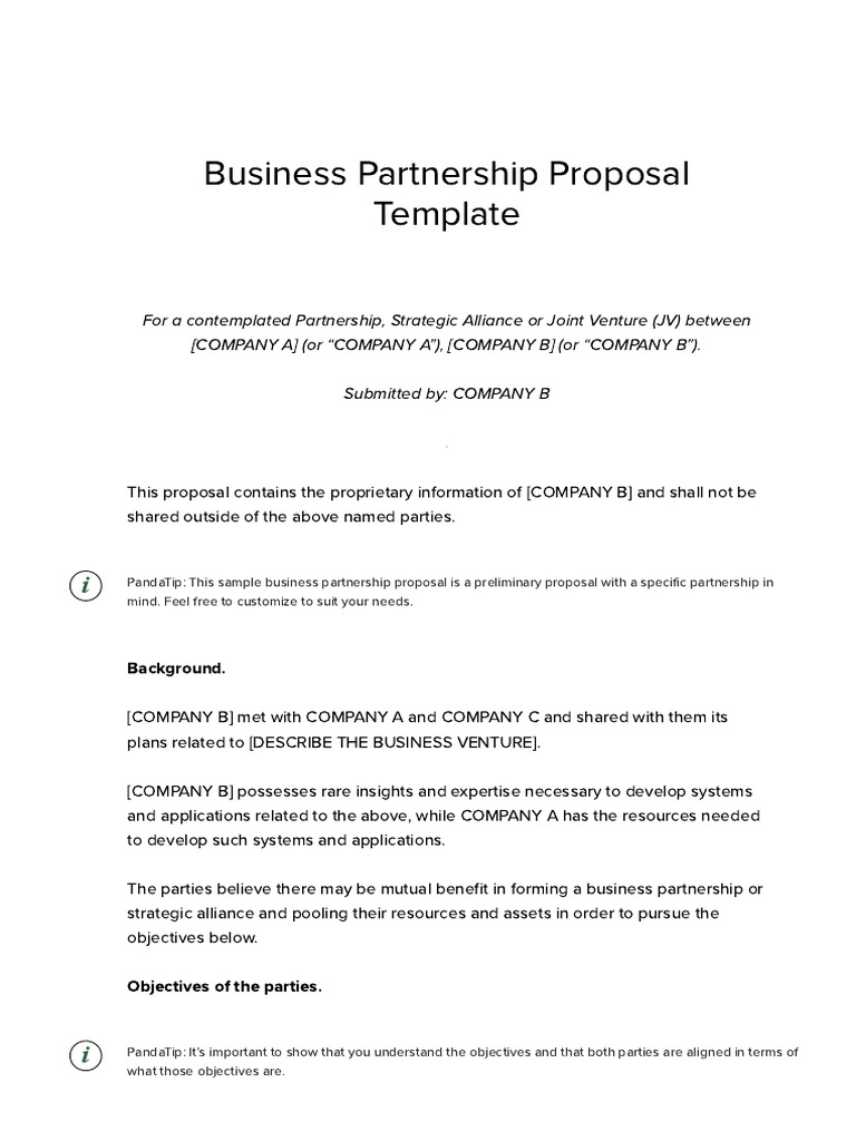 Business Partnership Proposal Template Download Free Sample Pdf