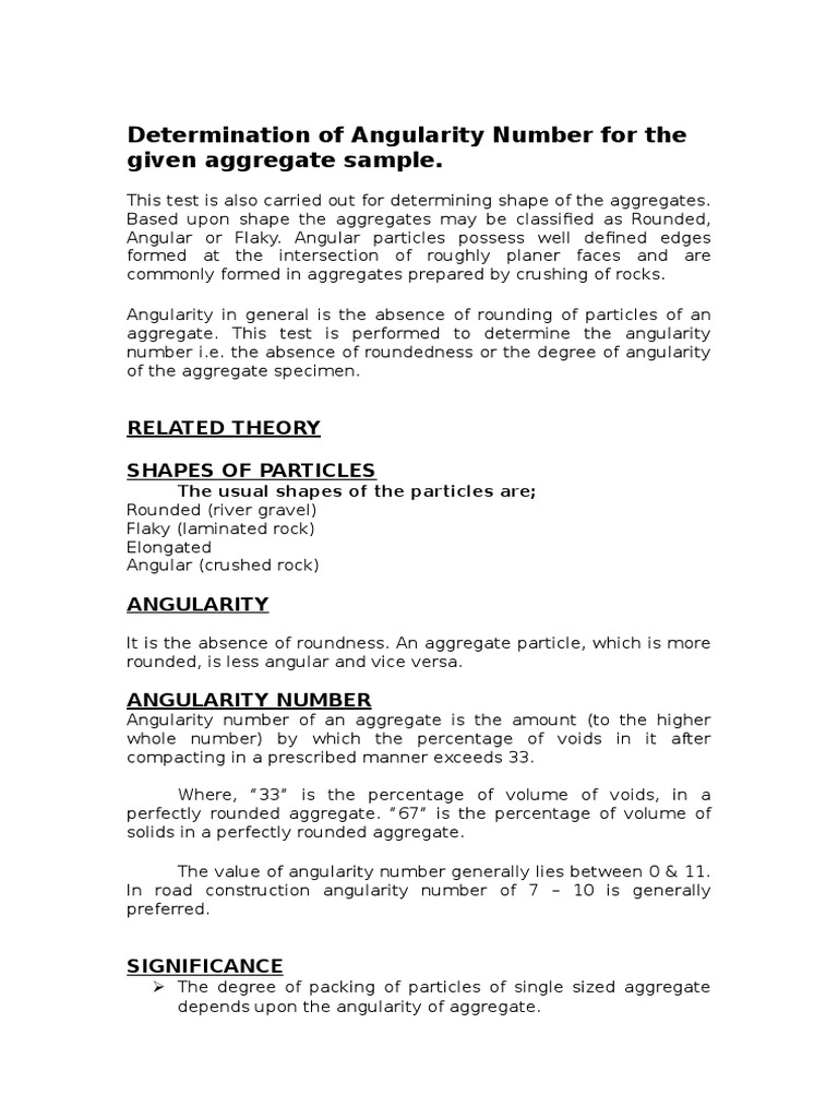 Angularity Number Road Surface Concrete