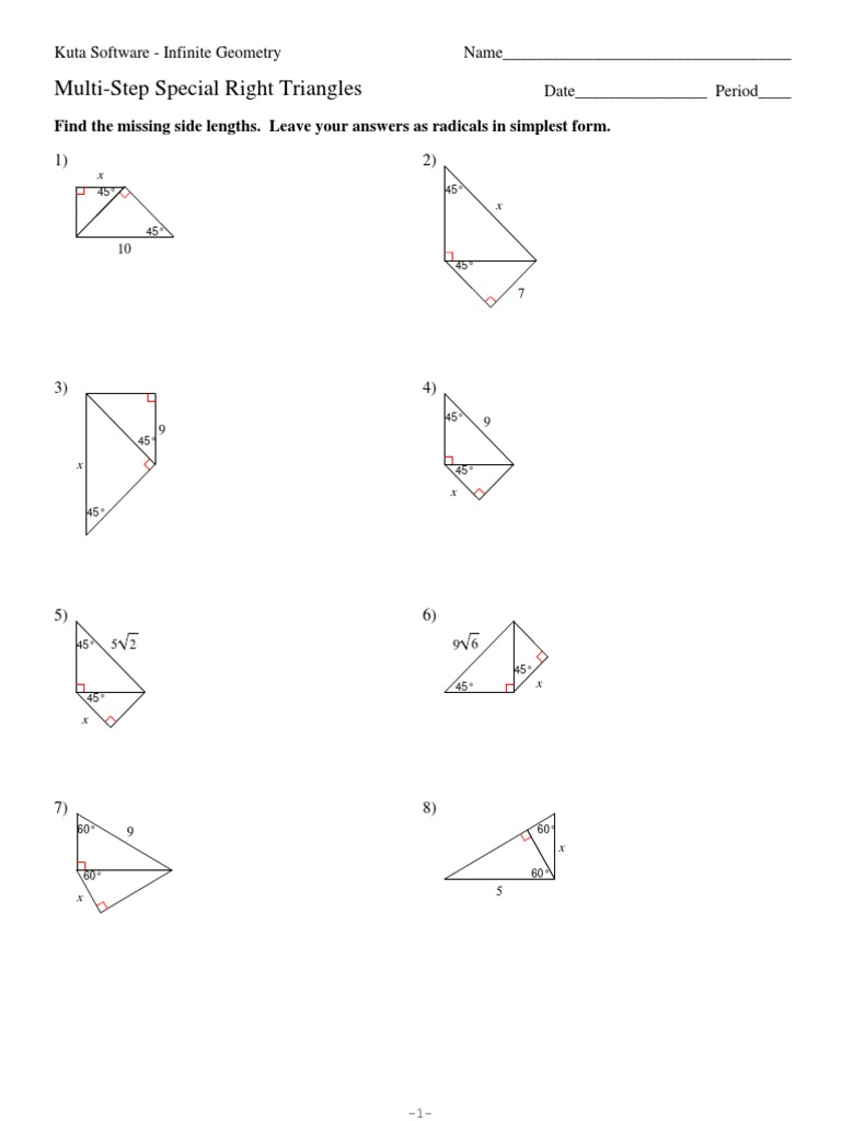 8 Multi Step Special Right Triangles Elementary Mathematics Polytopes