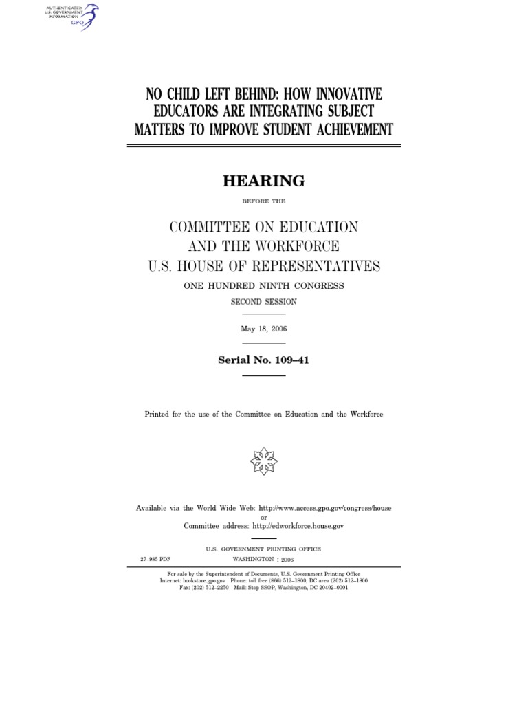 House Hearing, 109TH Congress - No Child Left Behind: How Innovative ...