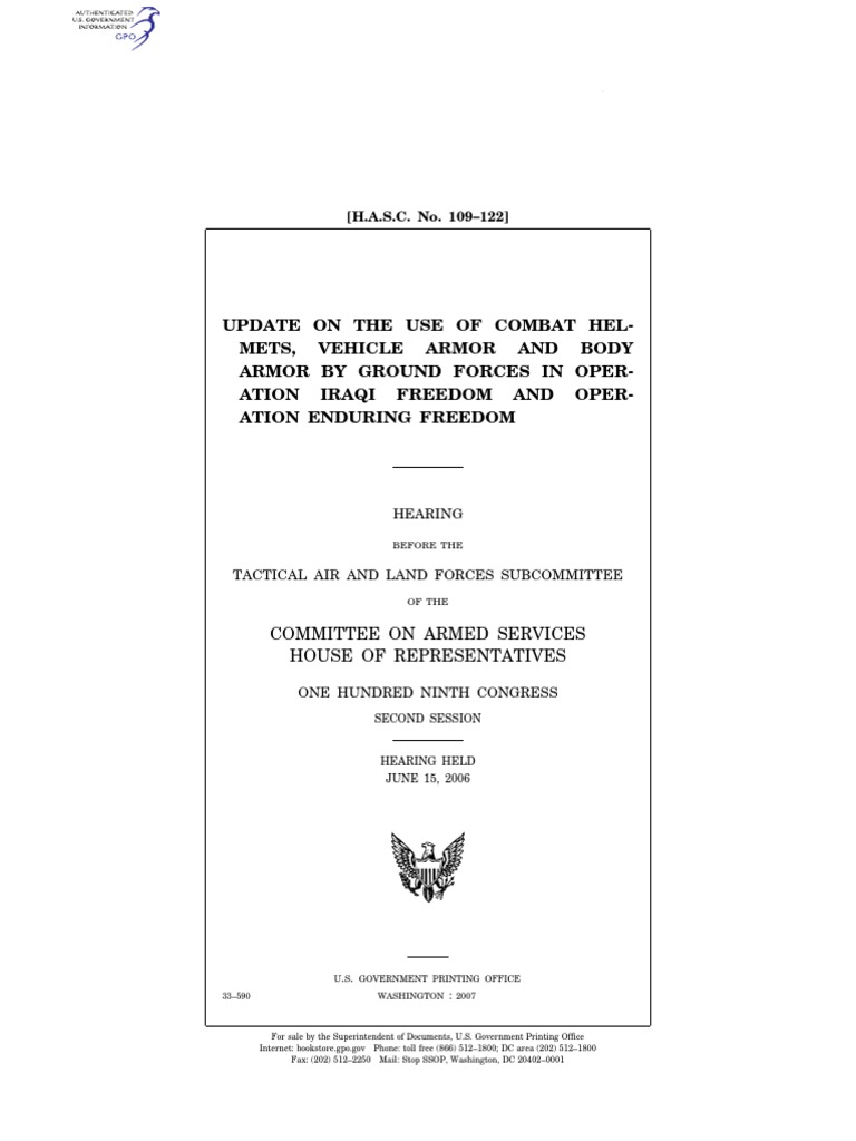 Update On The Use of Combat Hel-Mets, Vehicle Armor and Body Armor by ...