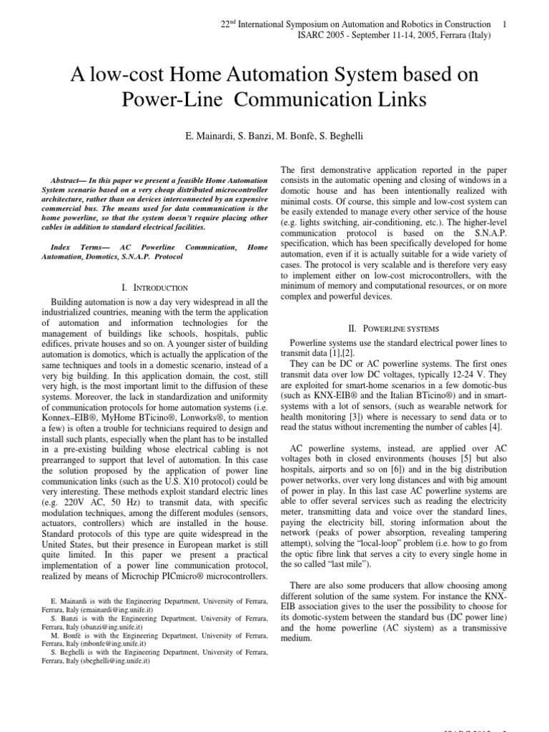 A Low-Cost Home Automation System Based On Power-Line Communication ...