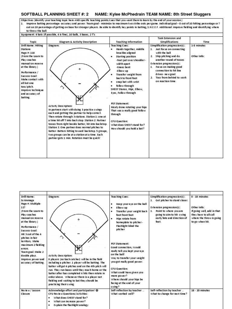 Softball Hitting and Scrimmage Plan | PDF | Batting (Baseball) | Pitcher