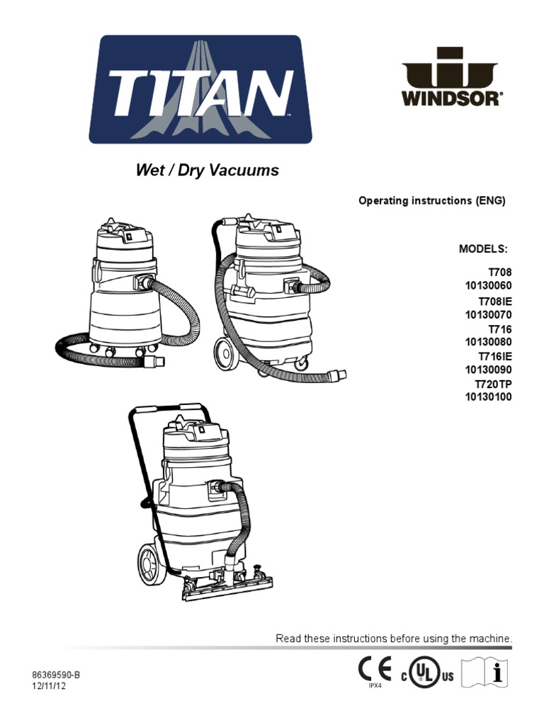Windsor Titan Wet Dry Vac Parts PDF Vacuum Cleaner Electrical